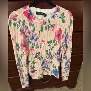 RALPH LAUREN• NWT• Knitted Floral Sweater